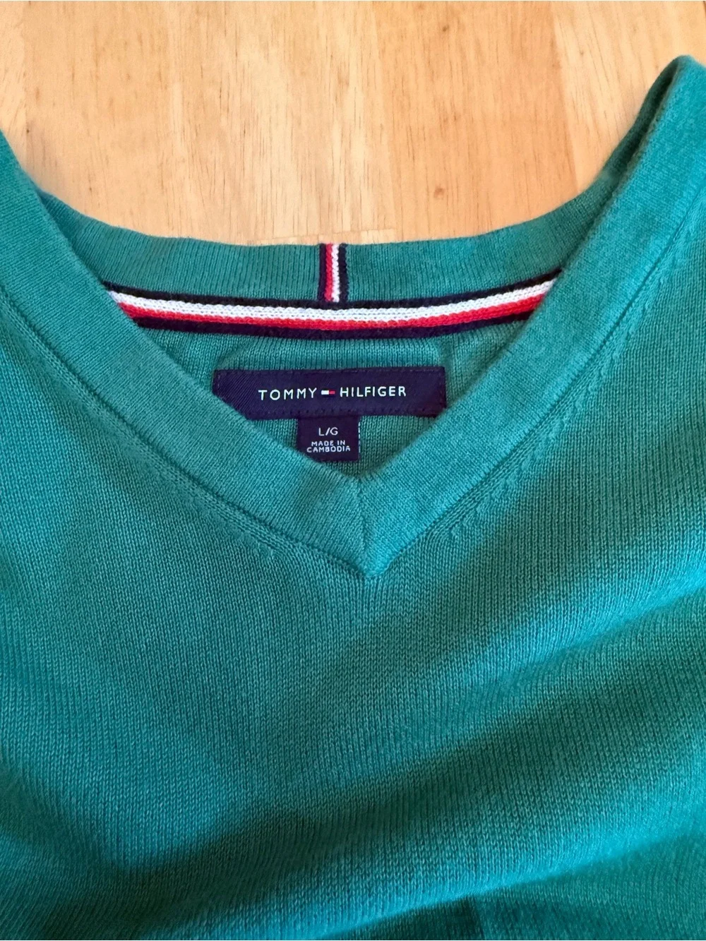Tommy Hilfiger Green V-Neck Sweater